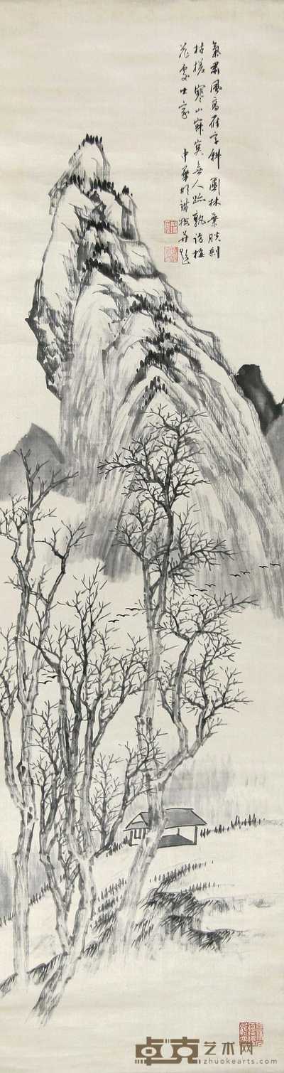 胡铁梅 寒山图 立轴 133×36cm